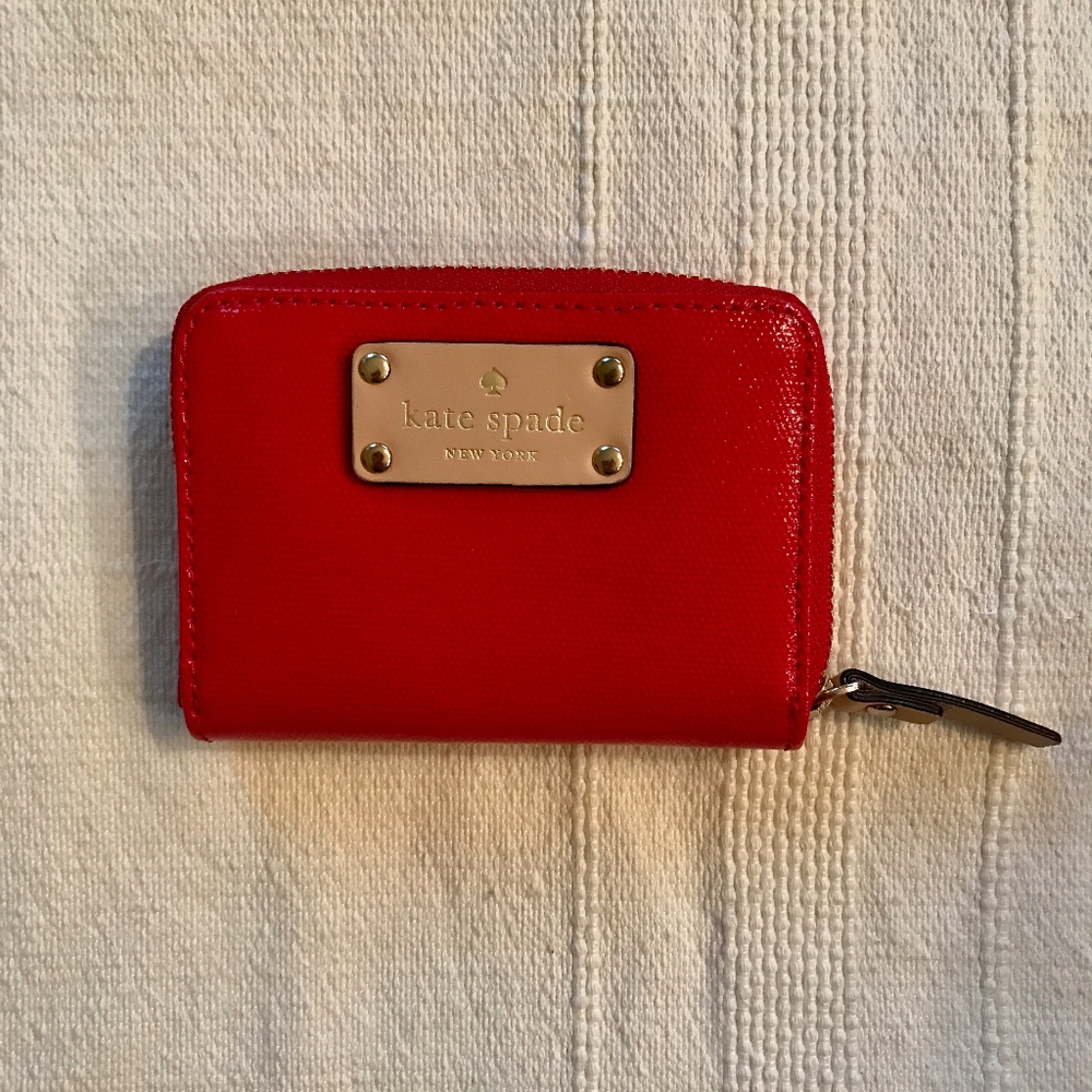 Kate Spade Red Patent Card Wallet - NEW